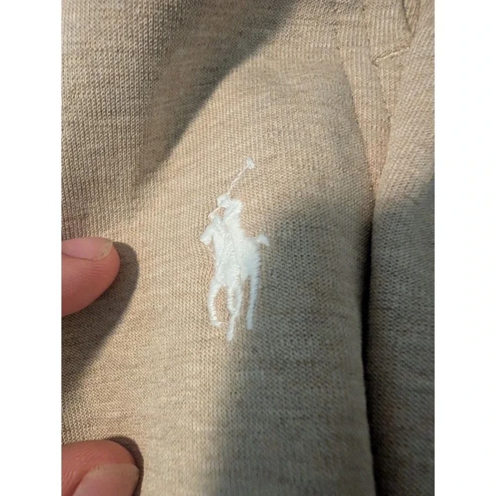 Polo Ralph Lauren Mens L Beige Cotton Fleece Jogger Pants Drawstring Tapered Leg